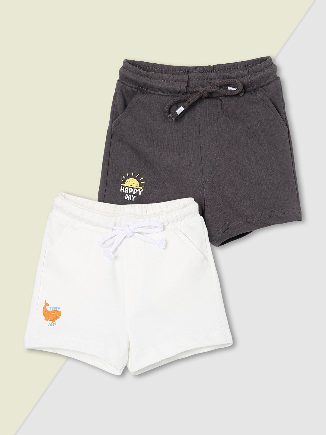 

max Boys Pack Of 2 Regular Fit Cotton Shorts, Off white