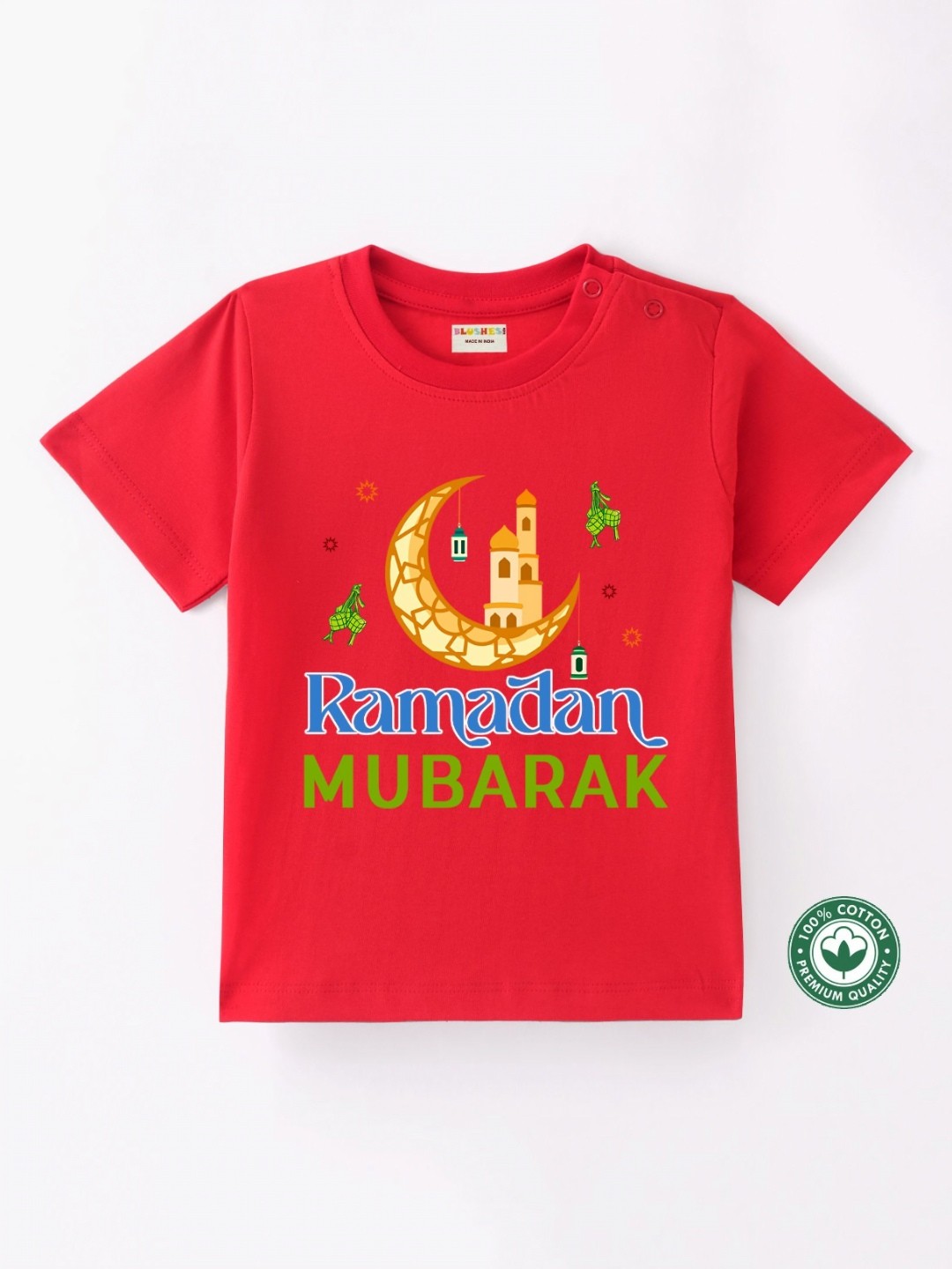 

BLUSHES Kids Graphic Printed Round Neck Cotton T-shirt, Red