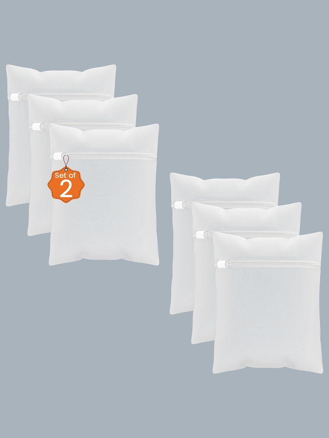 

Kuber Industries White 6 Pieces Reusable Rectangular Durable Laundry Bags With Zipper