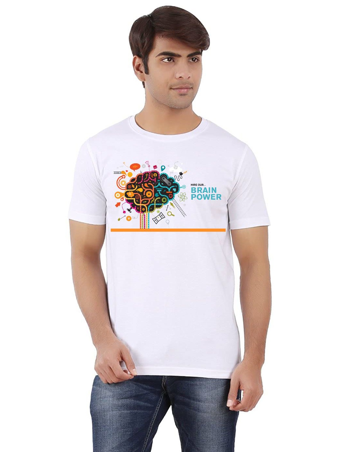 

Unicus Apparel Men Graphic Printed Round Neck T-shirt, White