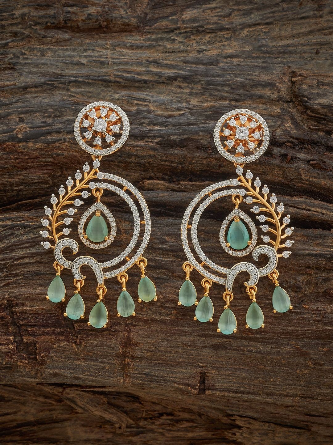 

Kushal's Fashion Jewellery Gold Plated Zircon Studded Contemporary Drop Earrings