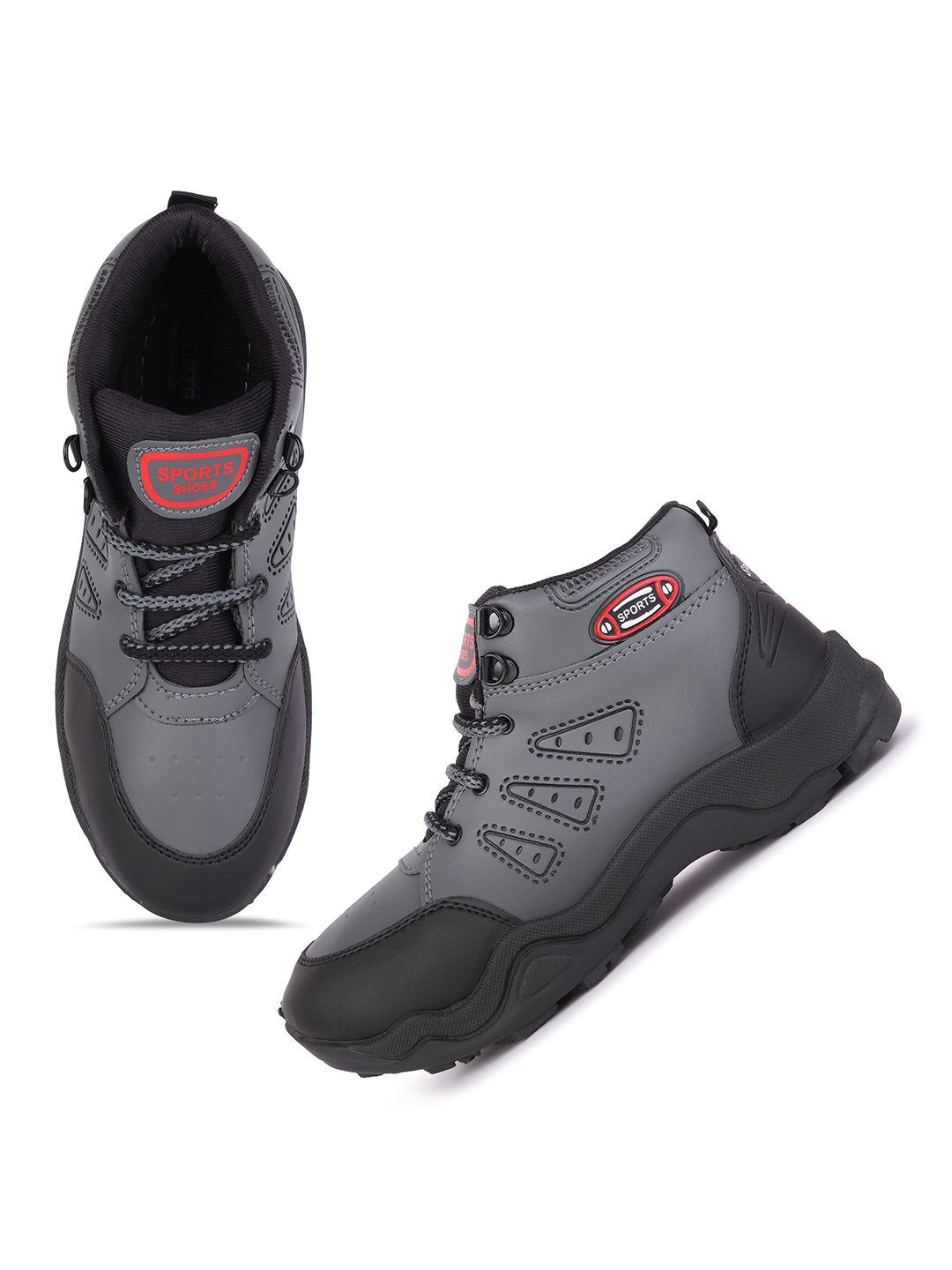 

PENNEN Men Leather Running Non-Marking Shoes, Grey