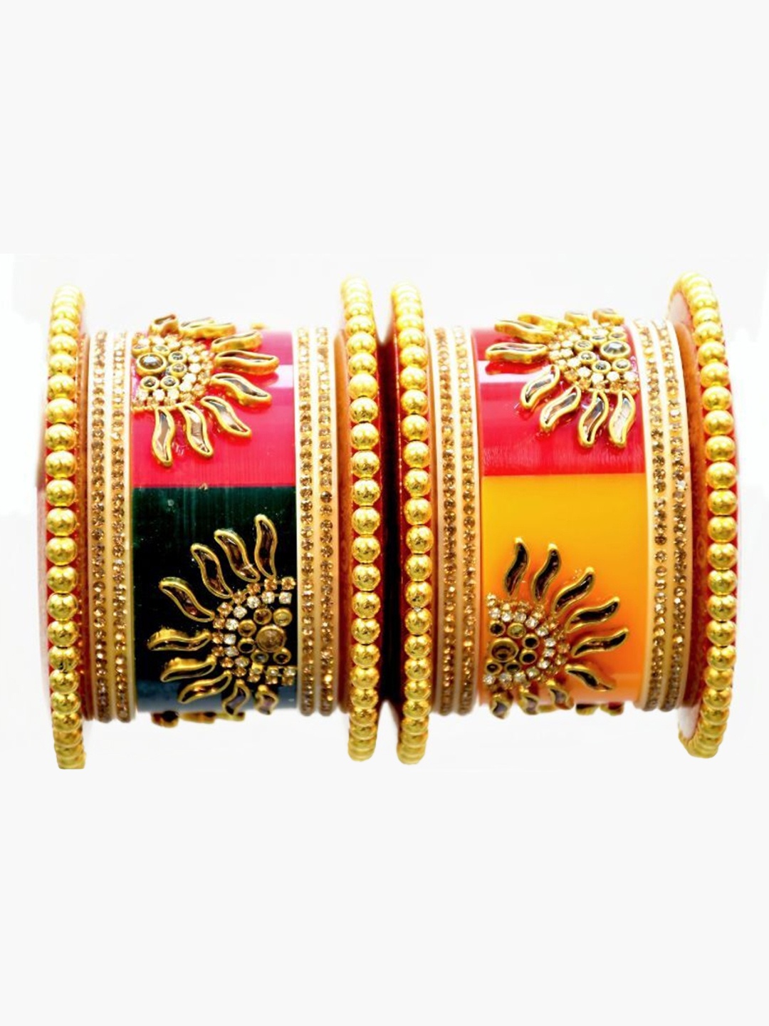 

Zindura Pack Of 2 Gold Plated Cubic Zirconia Studded Bangles