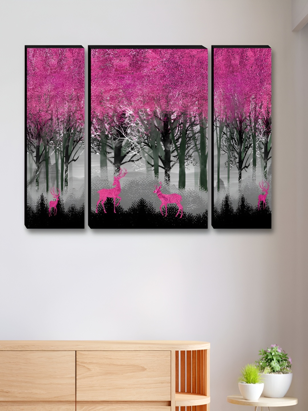 

Myntra Elegant Homes Pink & Grey 3 Pieces Tree Floral And Botanical Wall Arts