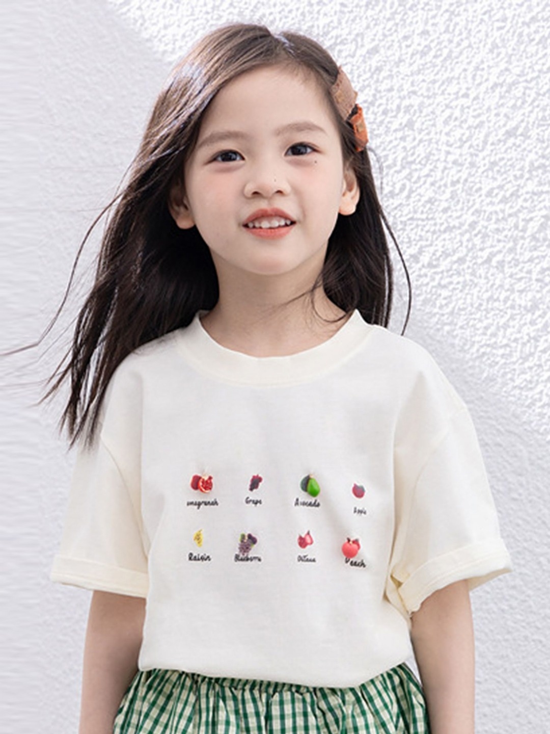 

LULU & SKY Girls Graphic Printed Round Neck Cotton Relaxed Fit T-shirt, Beige