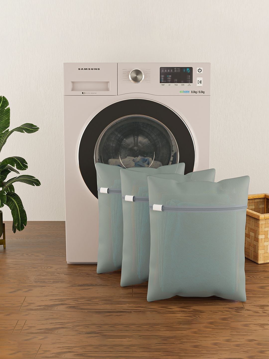 

Kuber Industries Grey 3 Pieces Reusable Rectangular Durable Laundry Bags With Zipper