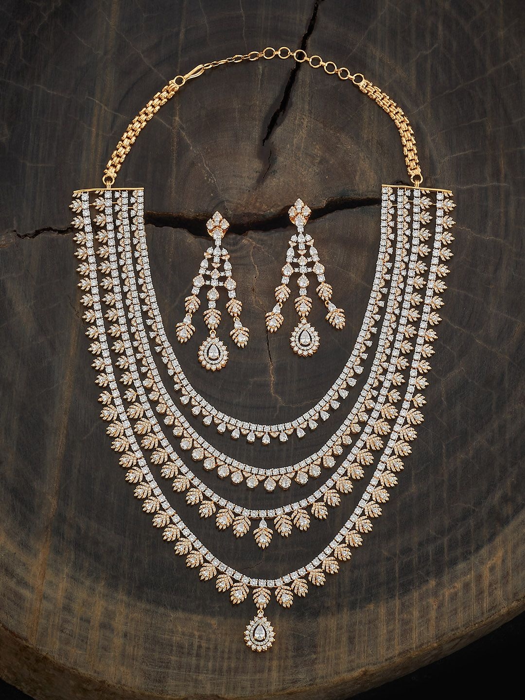 

Kushal's Fashion Jewellery Gold-Plated Zircon Studded Party Jewellery Set