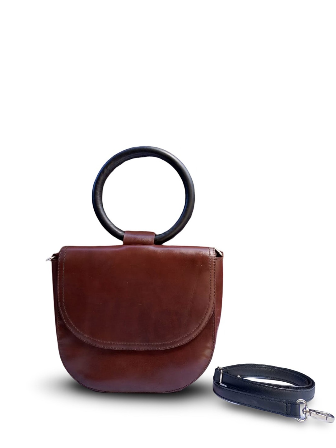 

PERKED Leather Swagger Sling Bag, Brown