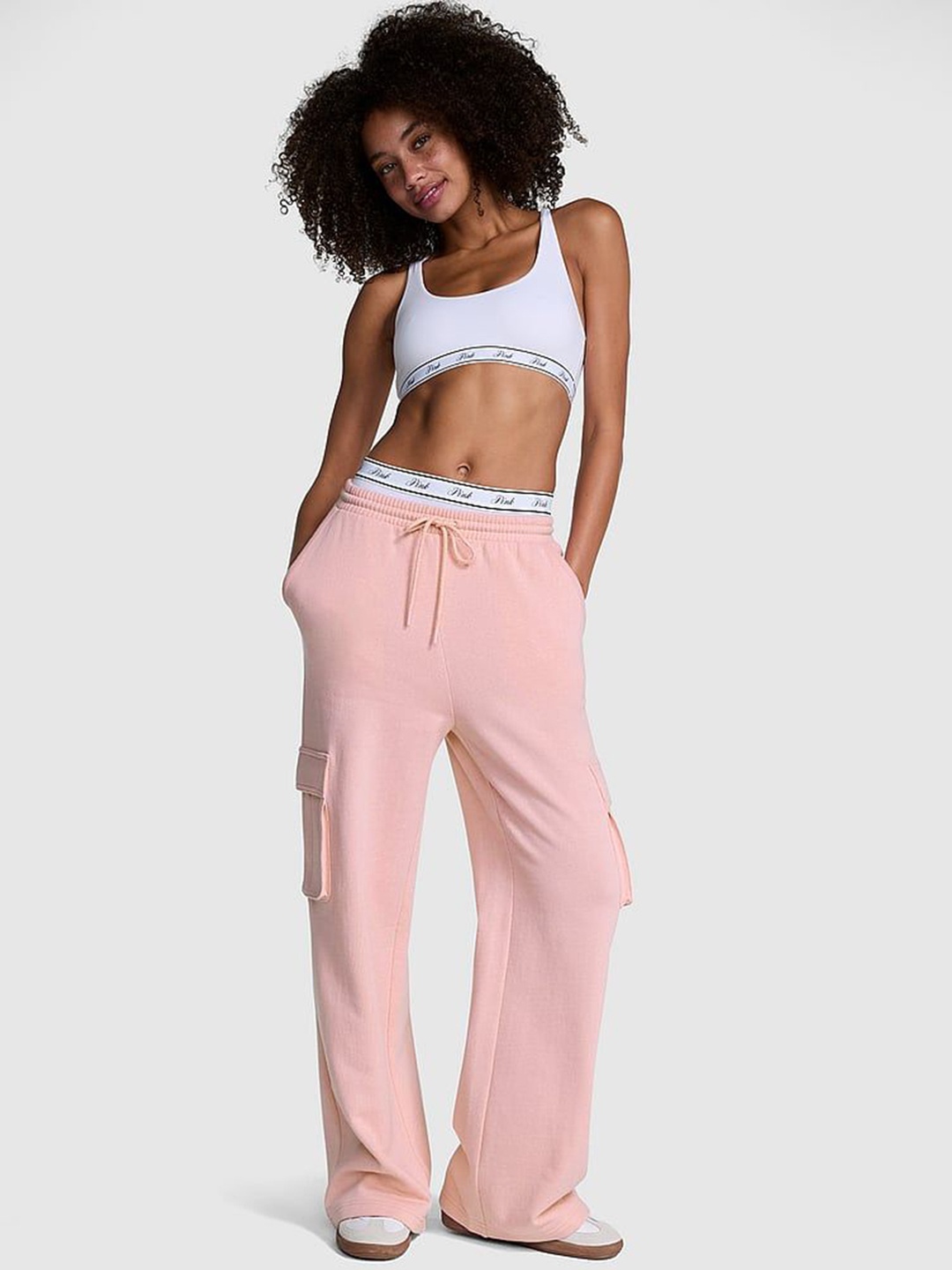 

Victoria's Secret Women PINK Ivy Wide-Leg Cargo Sweatpants