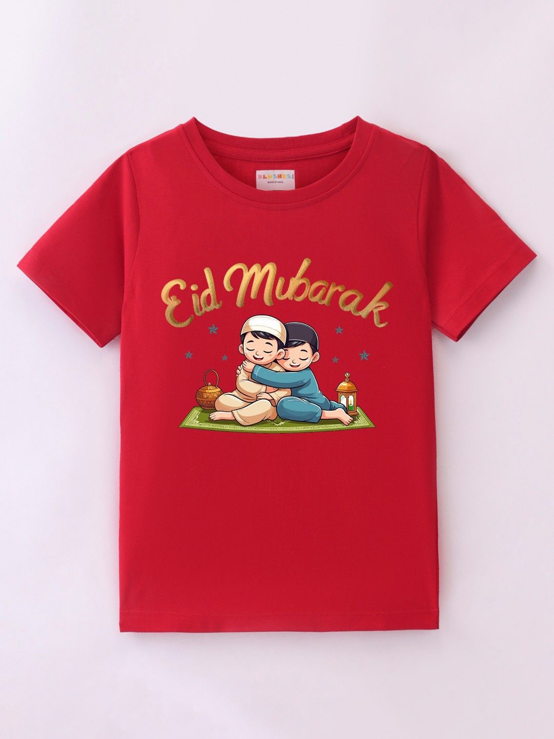 

BLUSHES Kids Typography Printed Round Neck Pure Cotton T-shirt, Red