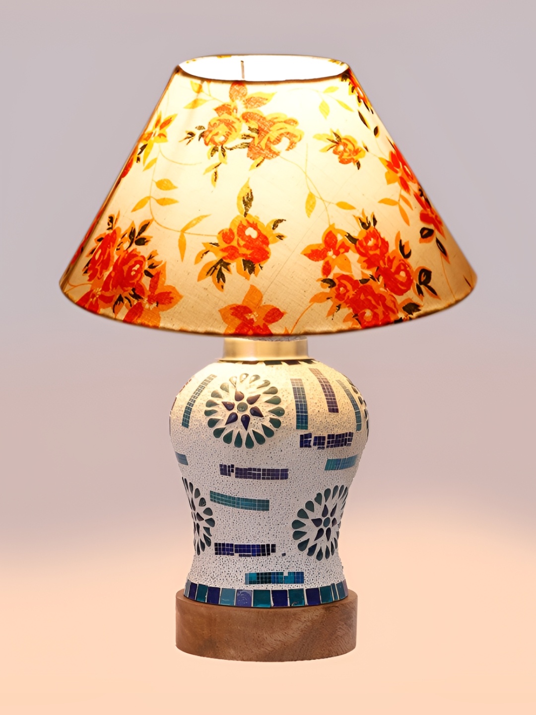 

Devansh White Printed Wood Frusturical Shaped Table Lamp