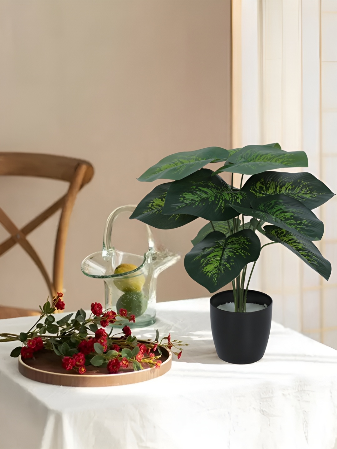 

Home Bloom Green & Black Artificial Dieffenbachia Plant With Pot