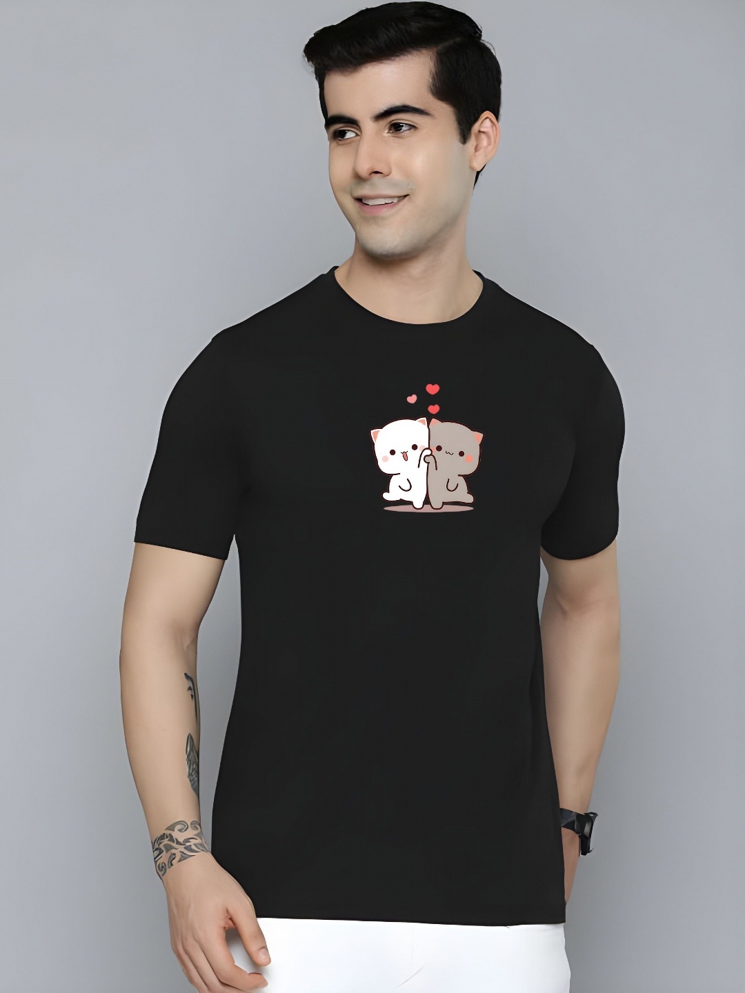

THE BEETEL HOUSE Men Graphic Printed Round Neck Cotton T-shirt, Black