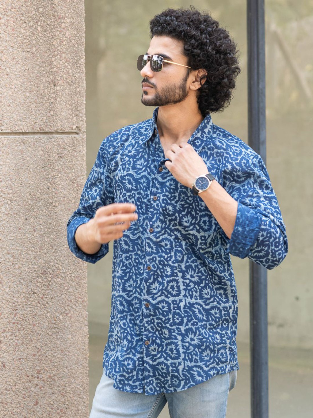 

The India Craft House Men Casual Shirt, Blue