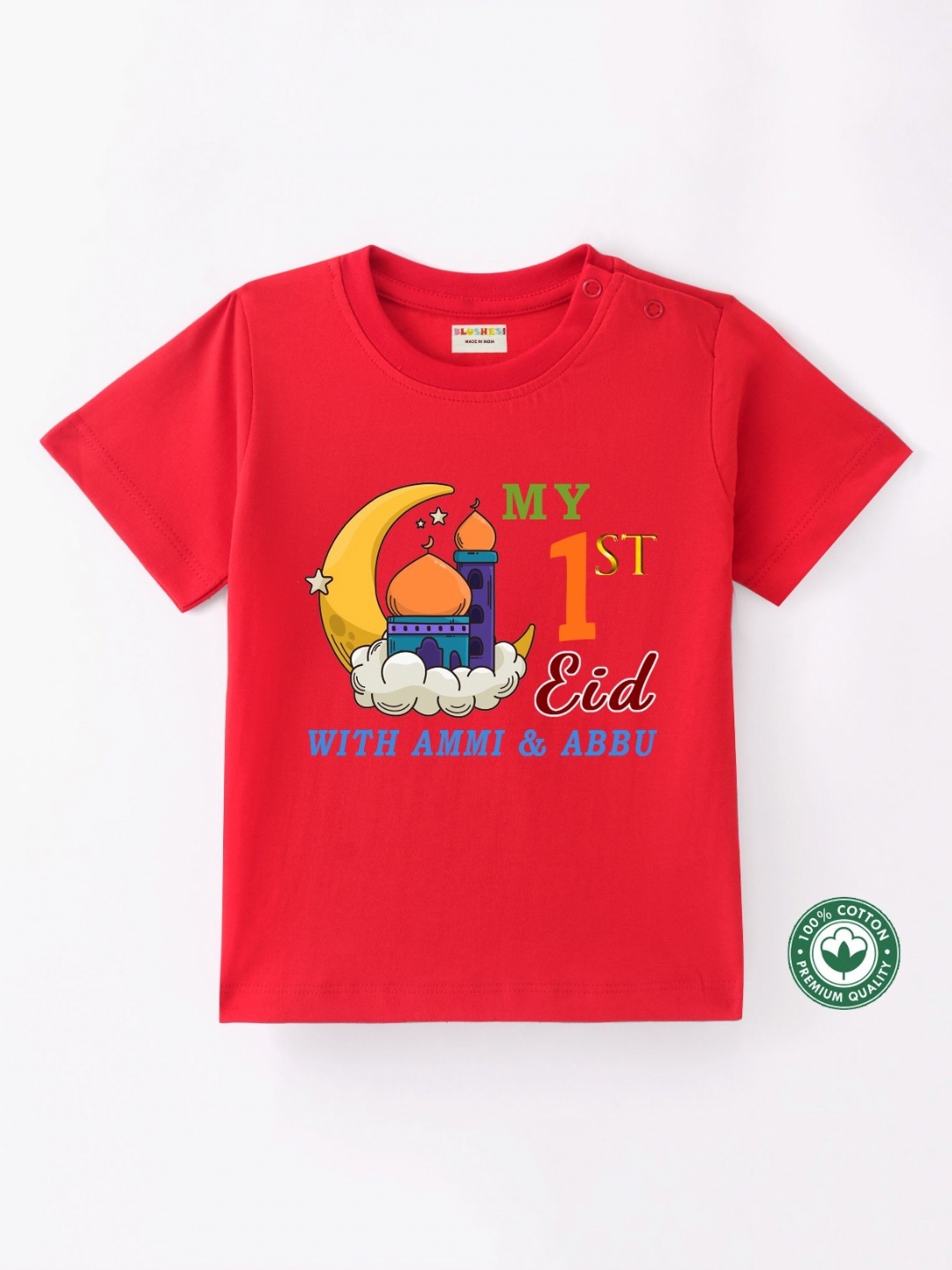 

BLUSHES Kids Graphic Printed Round Neck Cotton T-shirt, Red