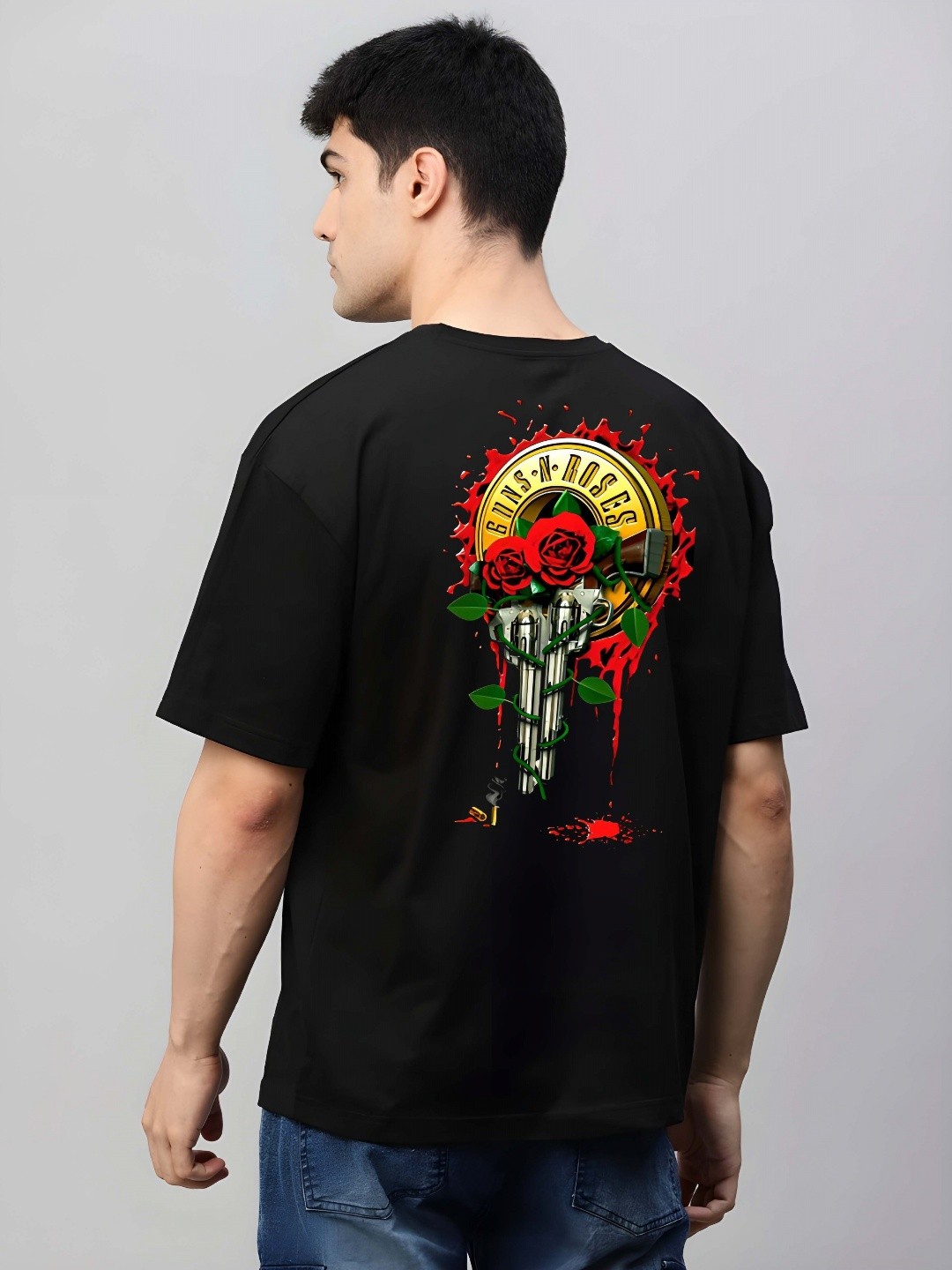 

THE BEETEL HOUSE Graphic Printed Round Neck Pure Cotton T-shirt, Black