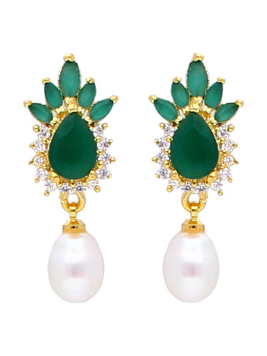 

Sri Jagdamba Pearls Dealer Contemporary Drop Earrings, Gold