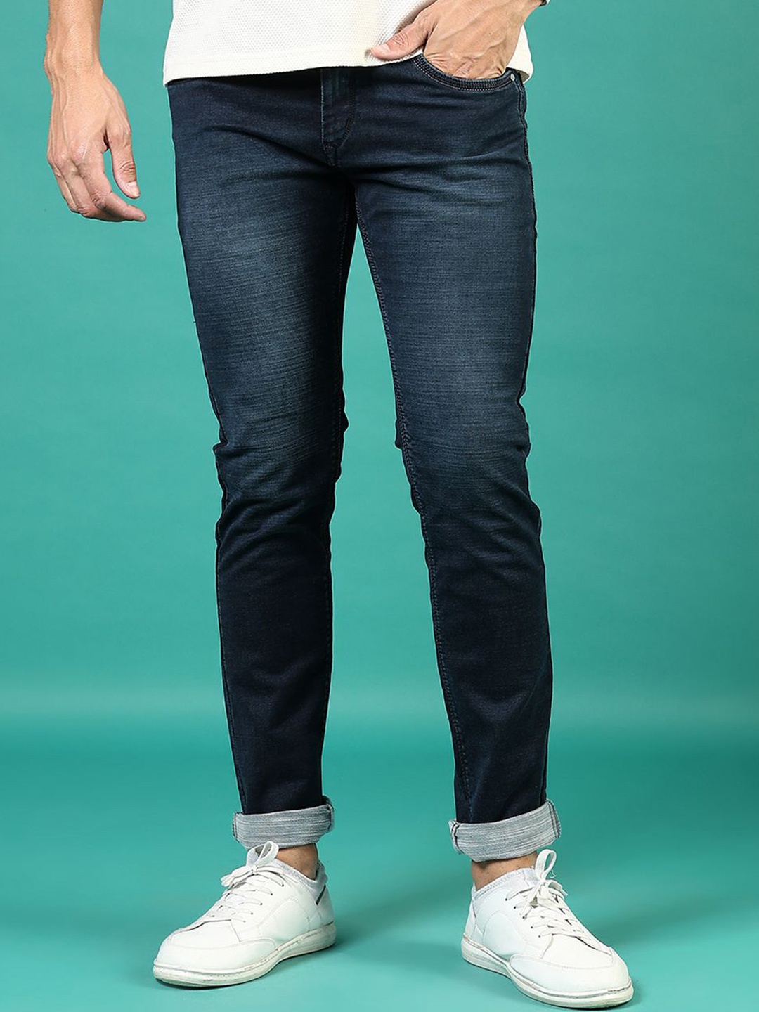 

V-Mart Men Slim Fit Light Fade Jeans, Green