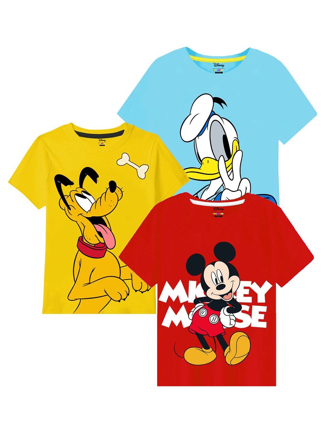 

Disney By Miss and Chief Girls Pack Of 3 Printed Cotton Bio Finish T-shirts, Red