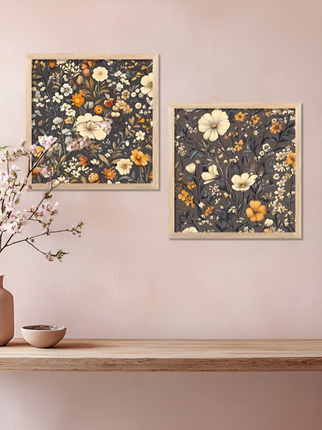 

Kotart Grey & Beige 2 Pieces Floral And Botanical Wood Wall Art