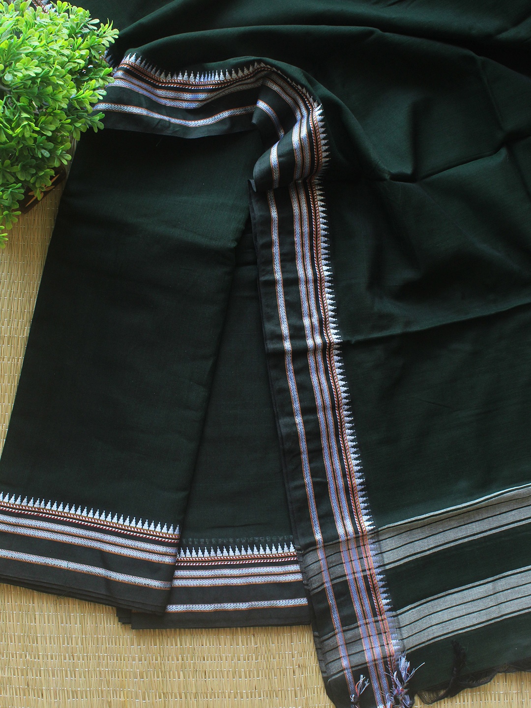 

Weaves of Tradition Zari Work Pure Cotton Unstitched Dress Material, Green