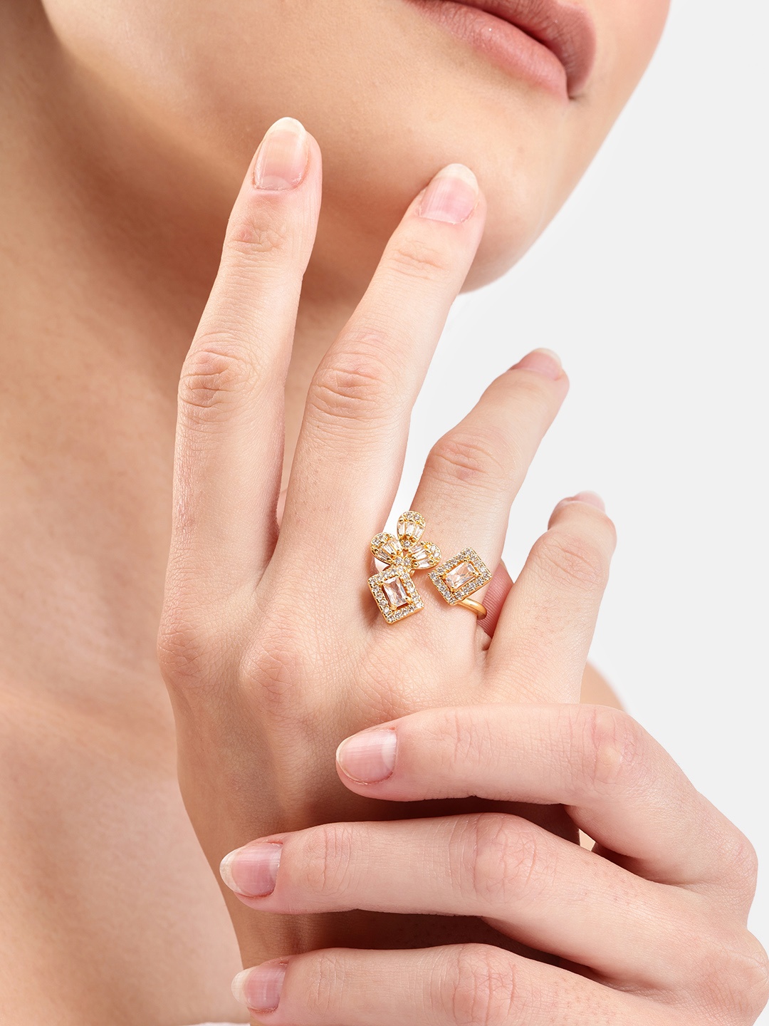 

DressBerry Stone Studed Finger Ring, Gold