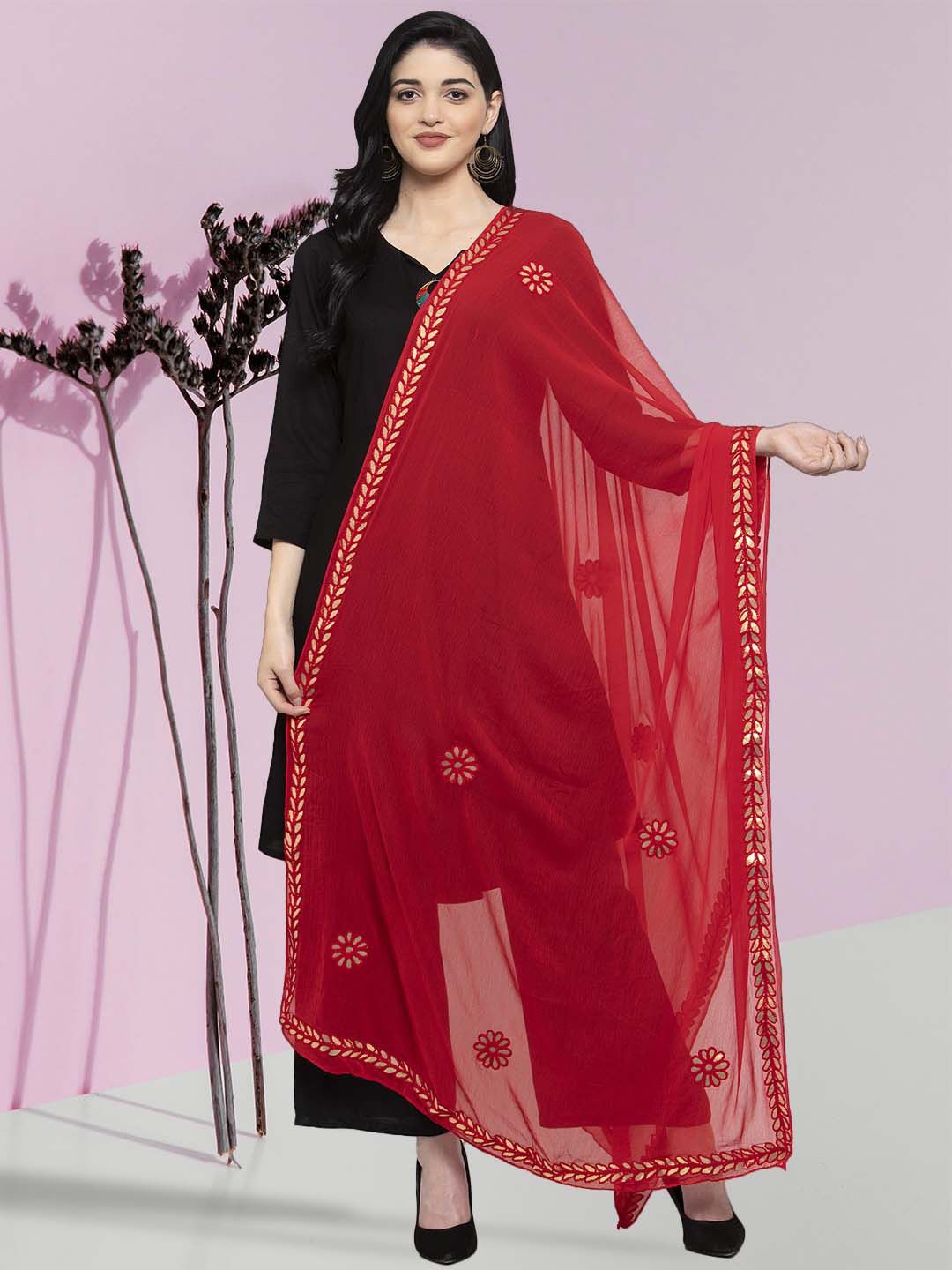 

Moda Rapido Floral Embroidered Thread Work Dupatta, Maroon