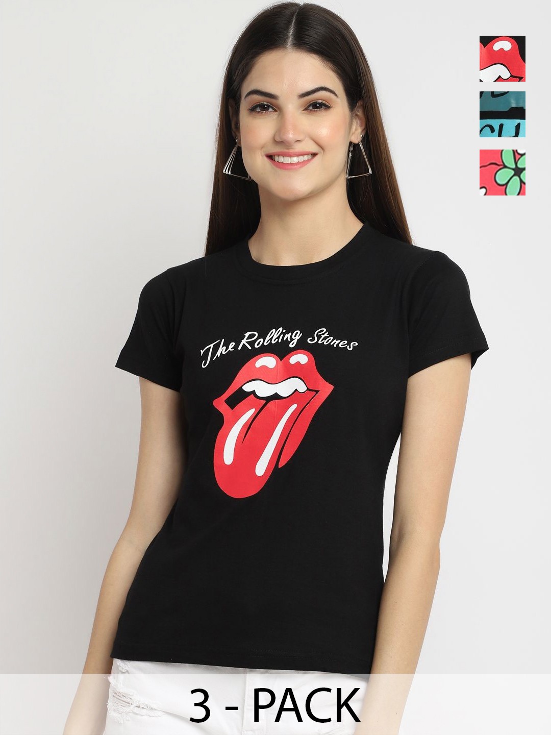 

Dreambe Selection Of 3 Cotton Typography Printed T-shirt, Black