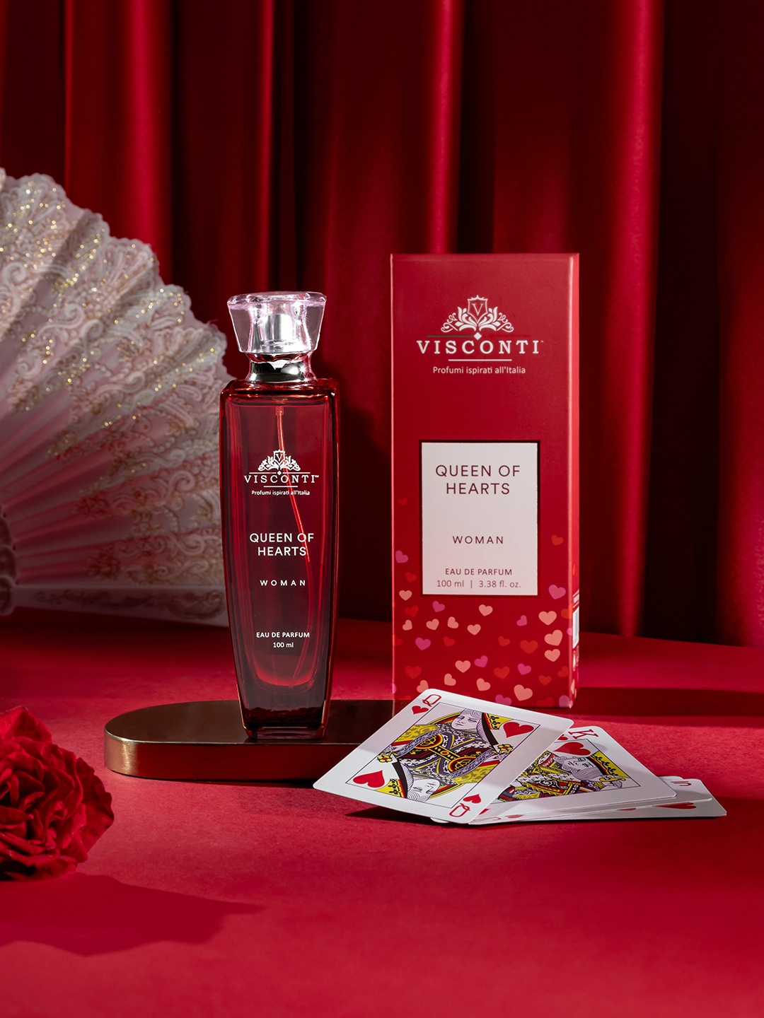 

VISCONTI Queen Of Hearts Long Lasting Eau De Parfum- 100 ml, Transparent