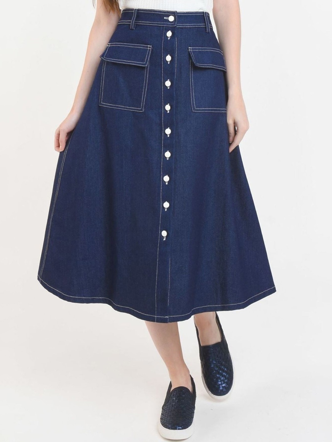 

Tripursundari Fashion Women A-Line Maxi Skirt, Navy blue