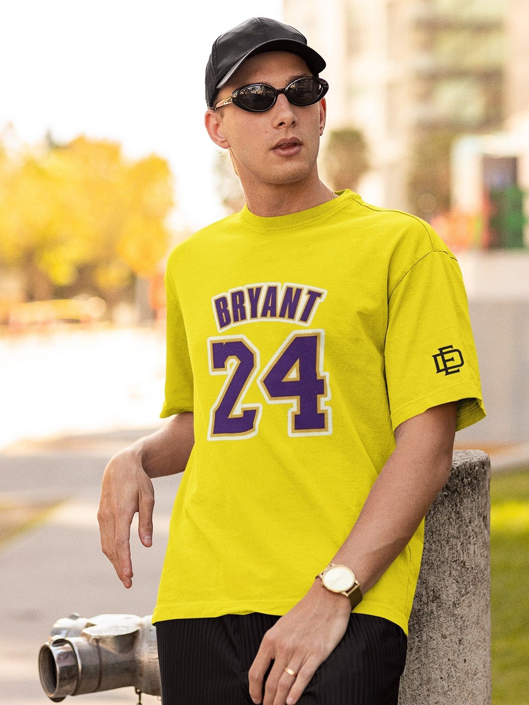 

Edyssa Men Graphic Printed Round Neck Cotton Oversized T-shirt, Yellow