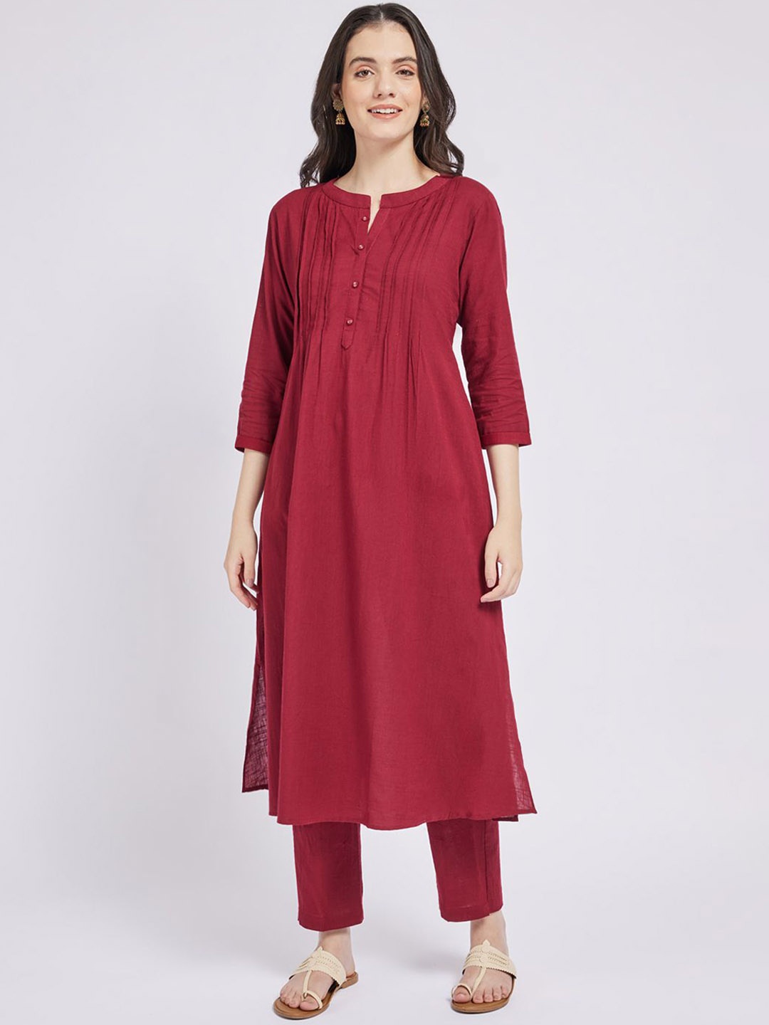 

Span A-line Printed Kurta, Red