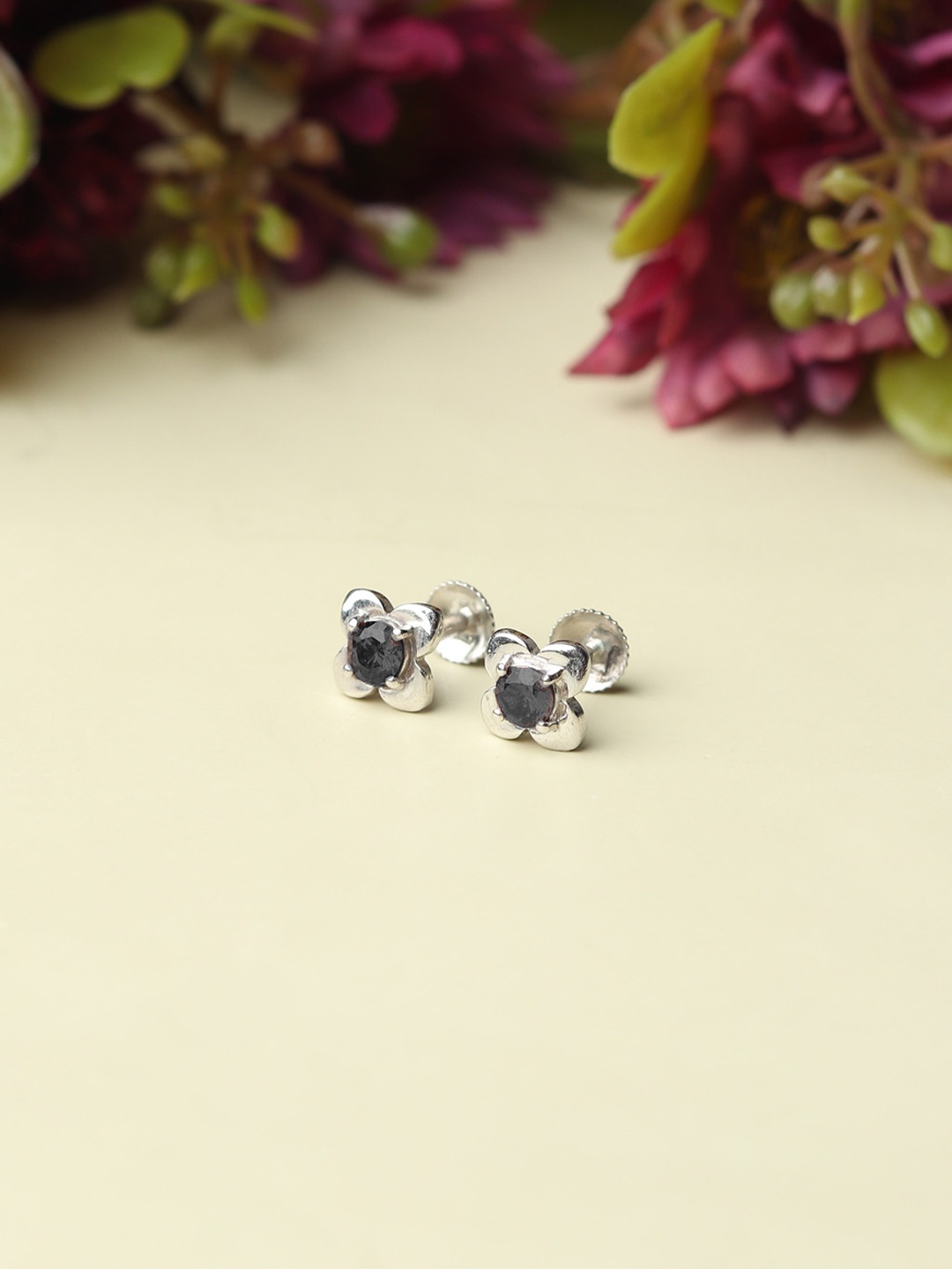 

AKSHAT SAPPHIRE 92.5 Sterling Silver Rhodium-Plated Cubic Zirconia Studded Studs
