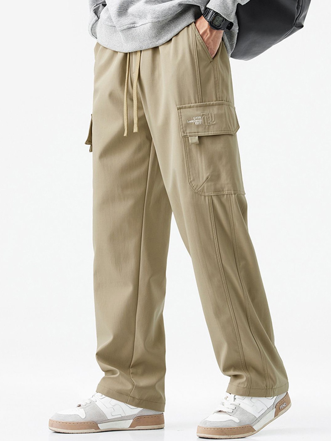 

StyleCast Men Regular Fit Cargos Trousers, Khaki