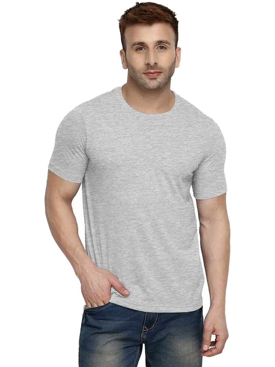 

Unicus Apparel Men Solid Round Neck Cotton T-shirt, Grey