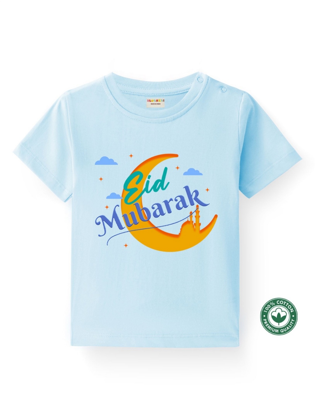 

BLUSHES Kids Typography Printed Round Neck Cotton T-shirt, Blue