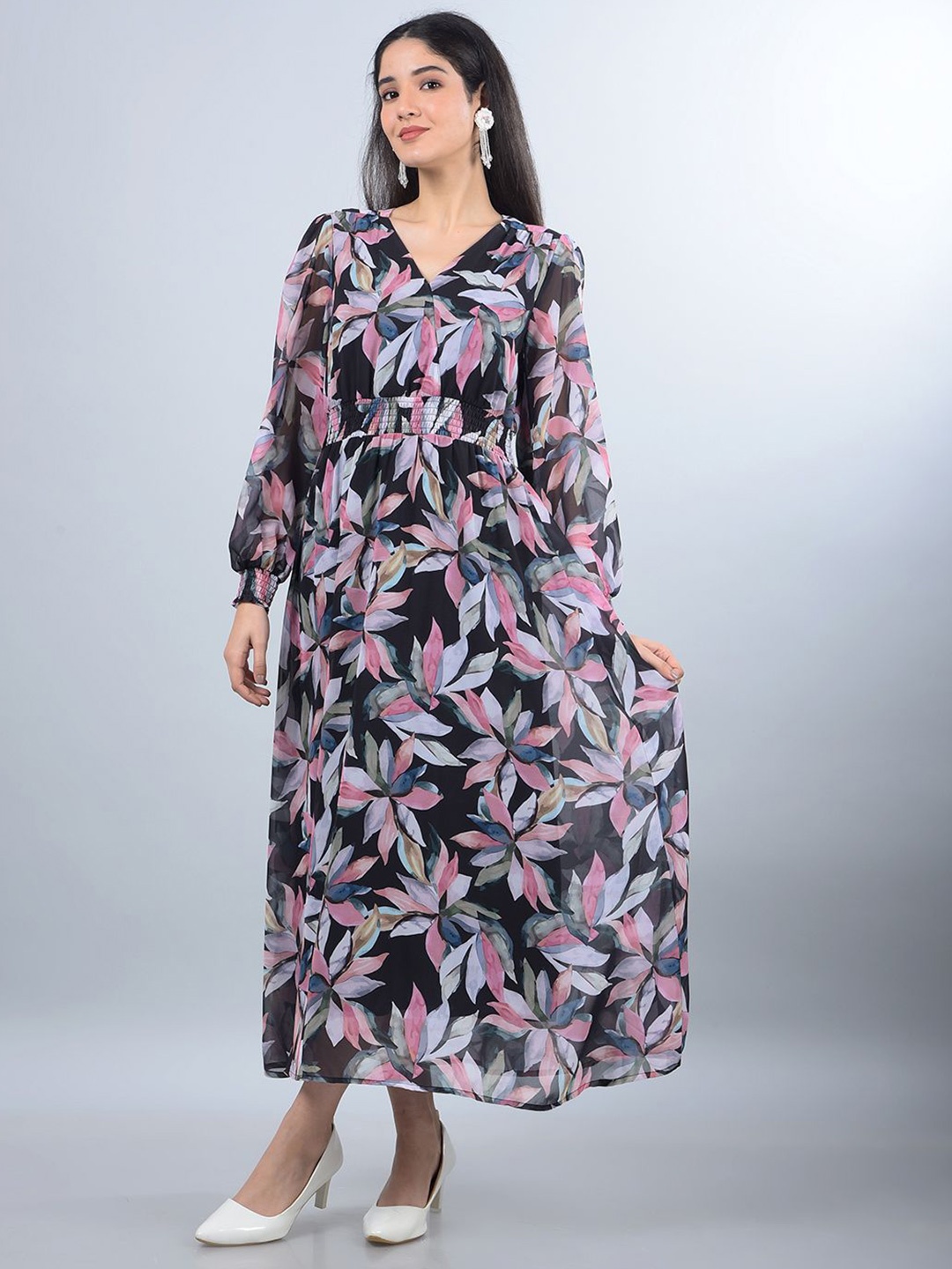 

Crimsoune Club Floral Print Maxi Dress, Black