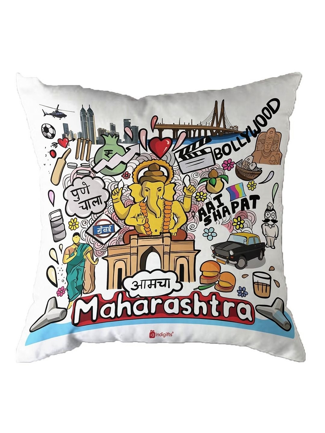 

Indigifts Blue & White Printed Cushion Cover With Filler