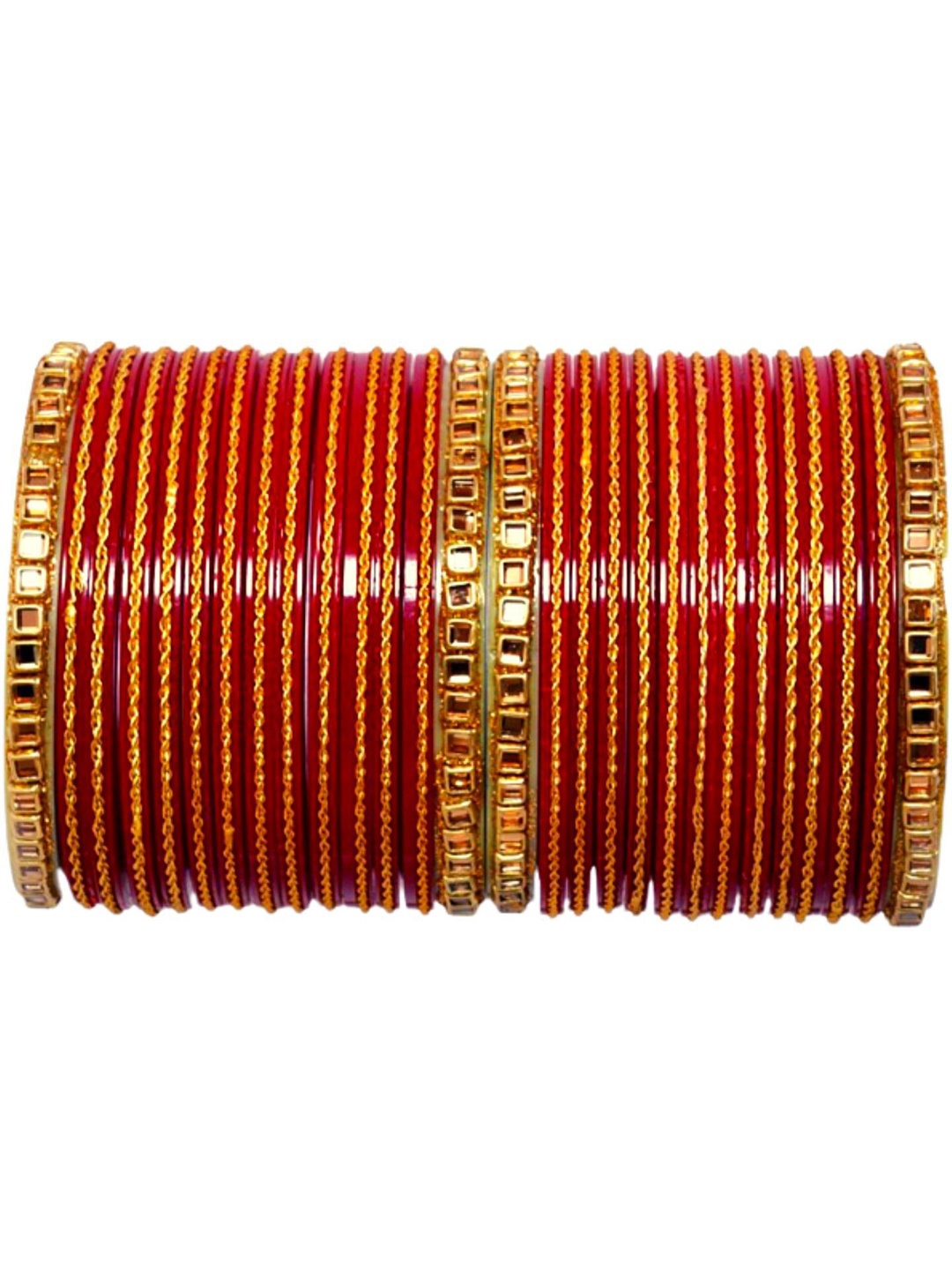 

Zindura Set Of 2 Gold-Plated Crystal-Studded Chuda Bangles