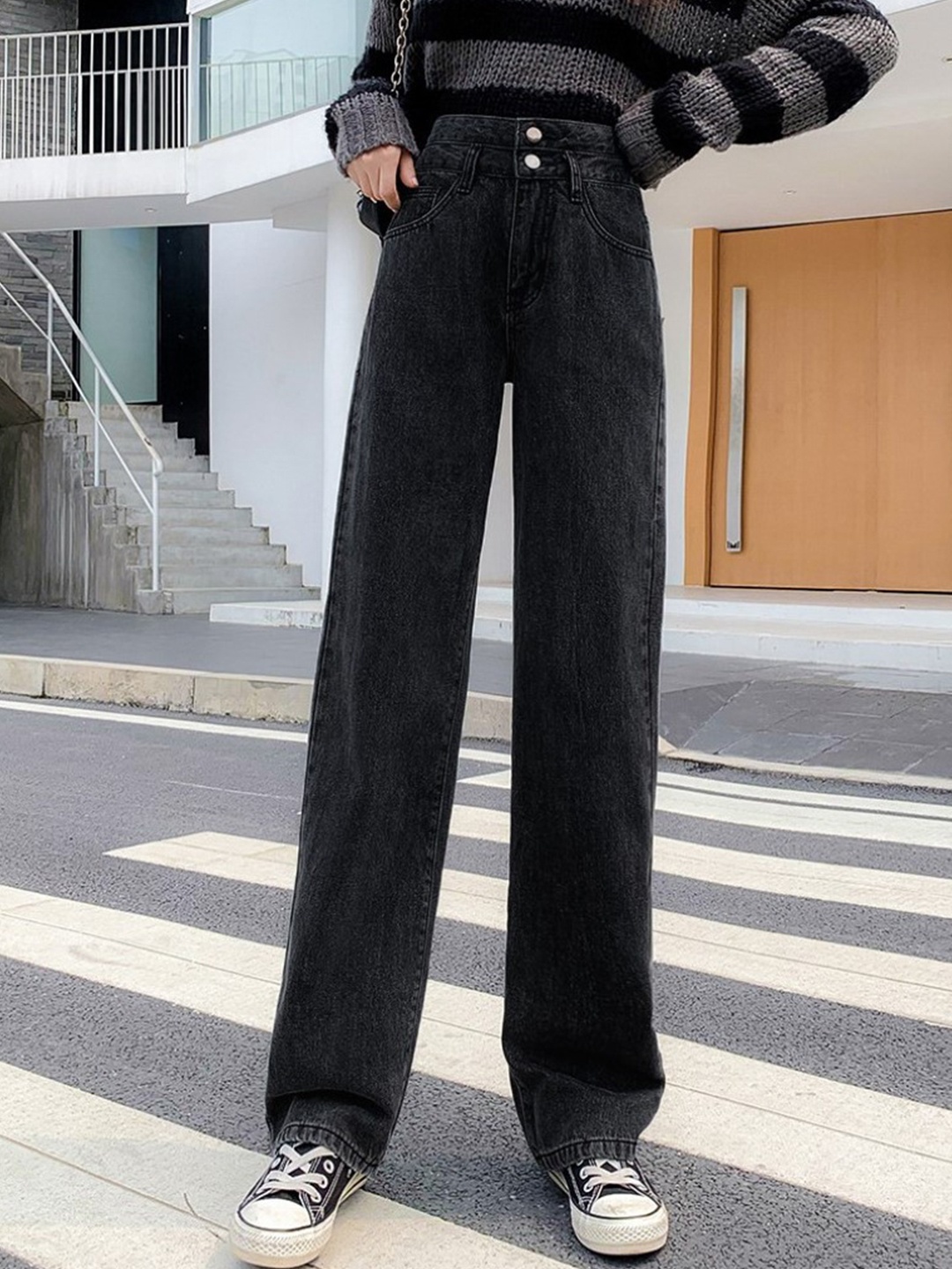 

StyleCast Women Straight Fit High-Rise Jeans, Black