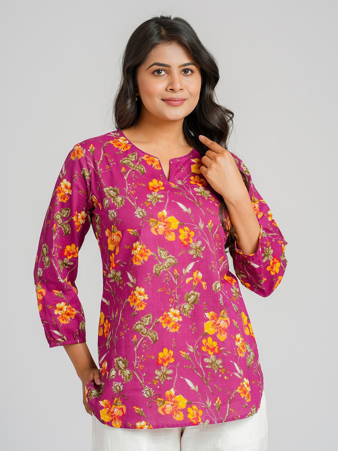 

Cotton Curio Cotton Block Printed Short Tunic, Pink