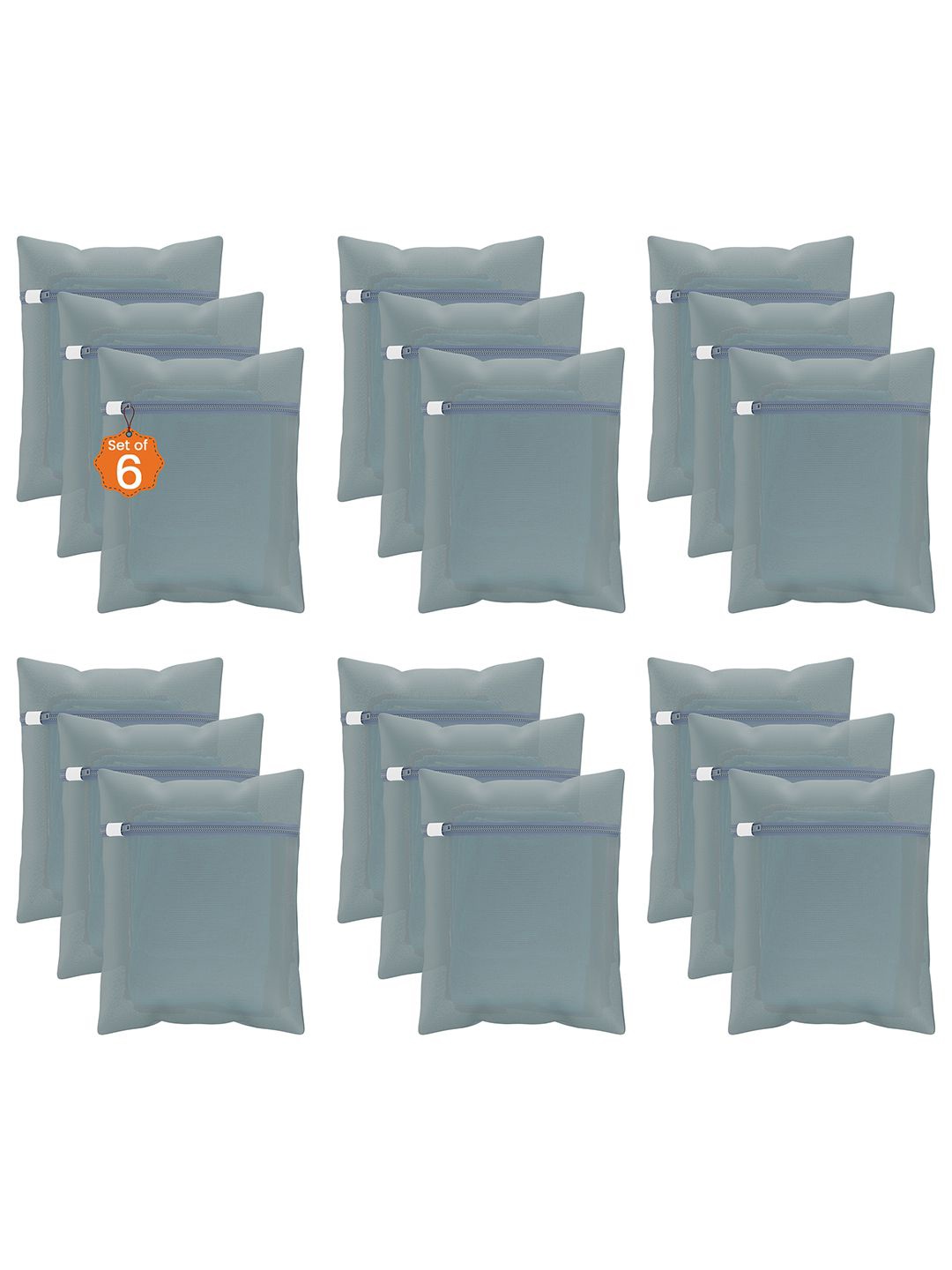 

Kuber Industries Grey 18 Pieces Reusable Rectangular Durable Laundry Bags With Zipper