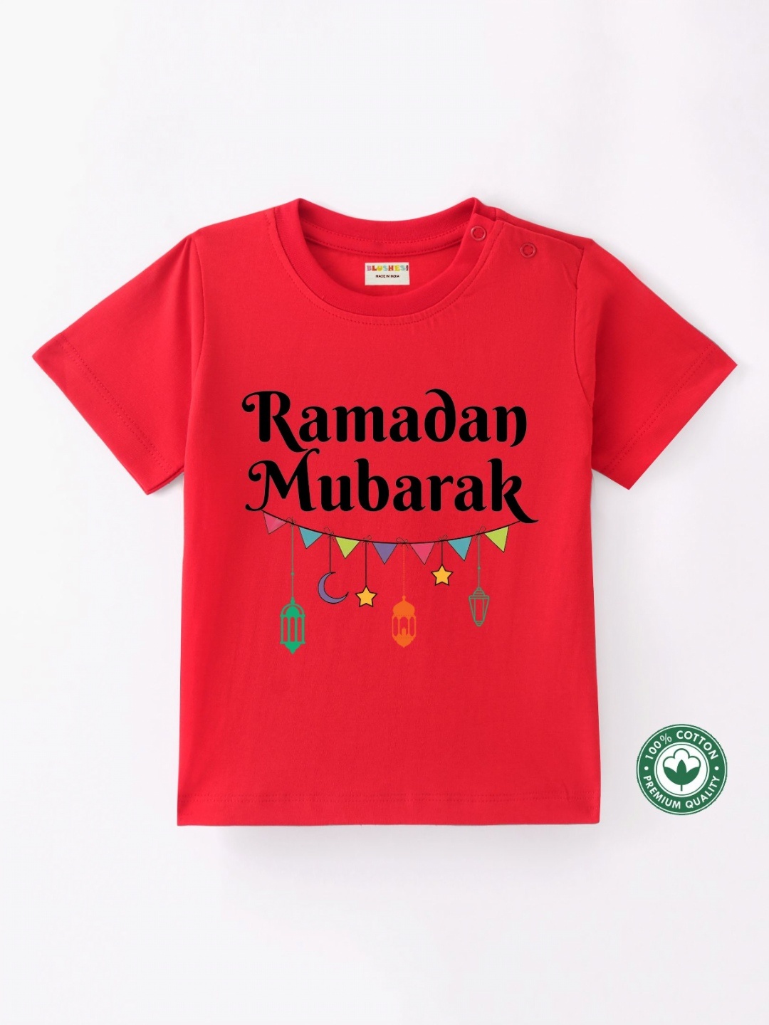 

BLUSHES Kids Graphic Printed Round Neck Cotton T-shirt, Red