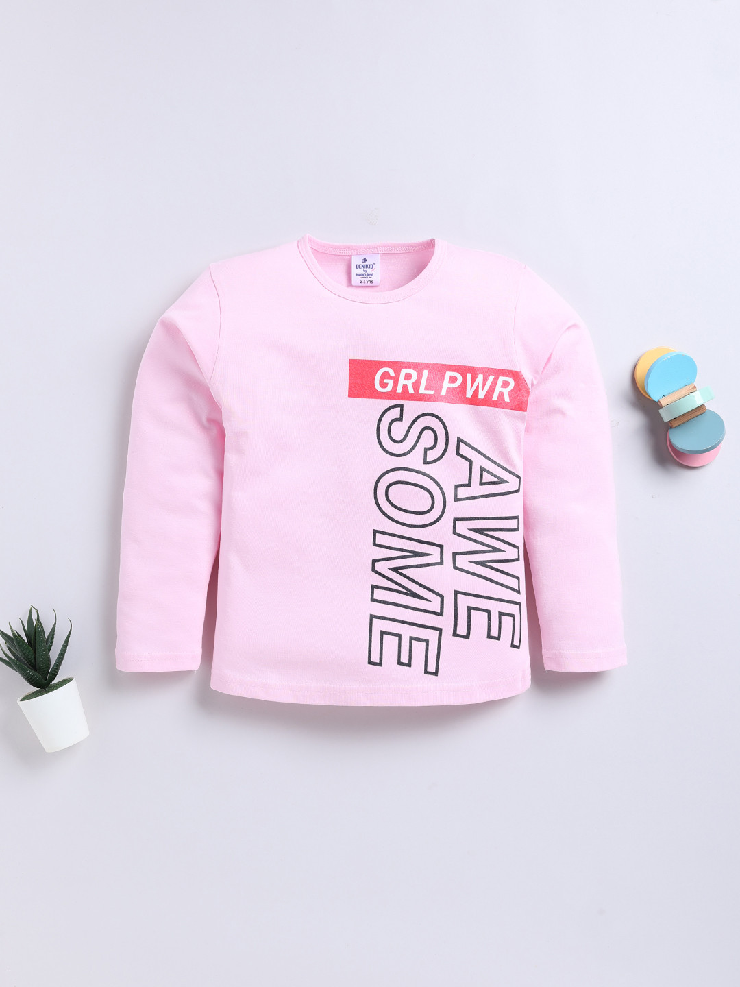 

Here&Now X Denikid Girls Typography Printed T-shirt, Pink