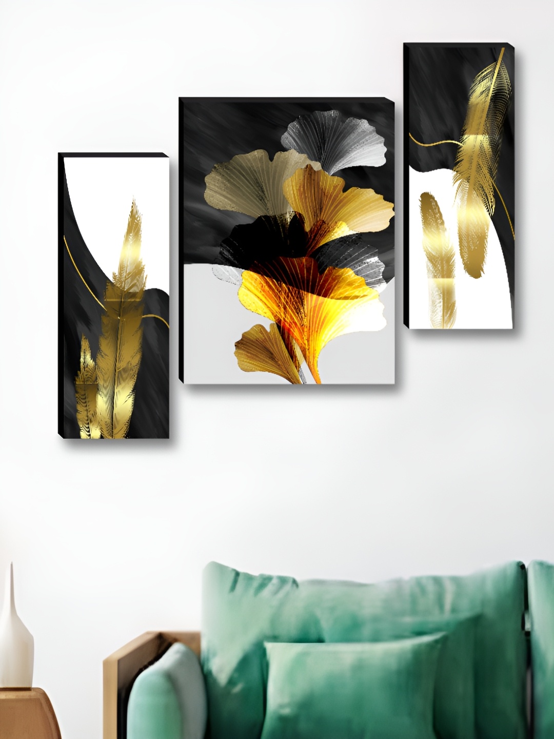 

Myntra Elegant Homes Black & Grey 3 Pieces Wing Floral and Botanical Wall Art