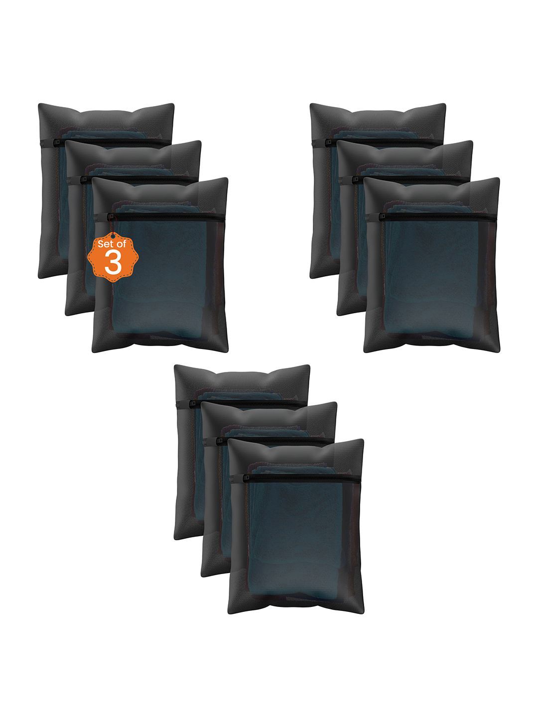 

Kuber Industries Black 9 Pieces Reusable Rectangular Durable Laundry Bags With Zipper