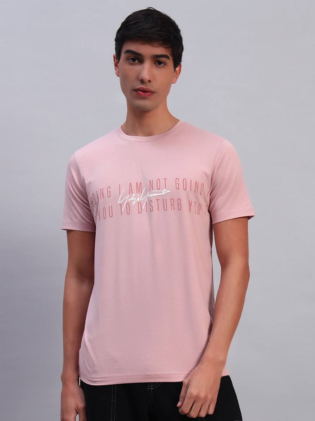 

TMO Men Typography Printed Round Neck Cotton T-shirt, Pink