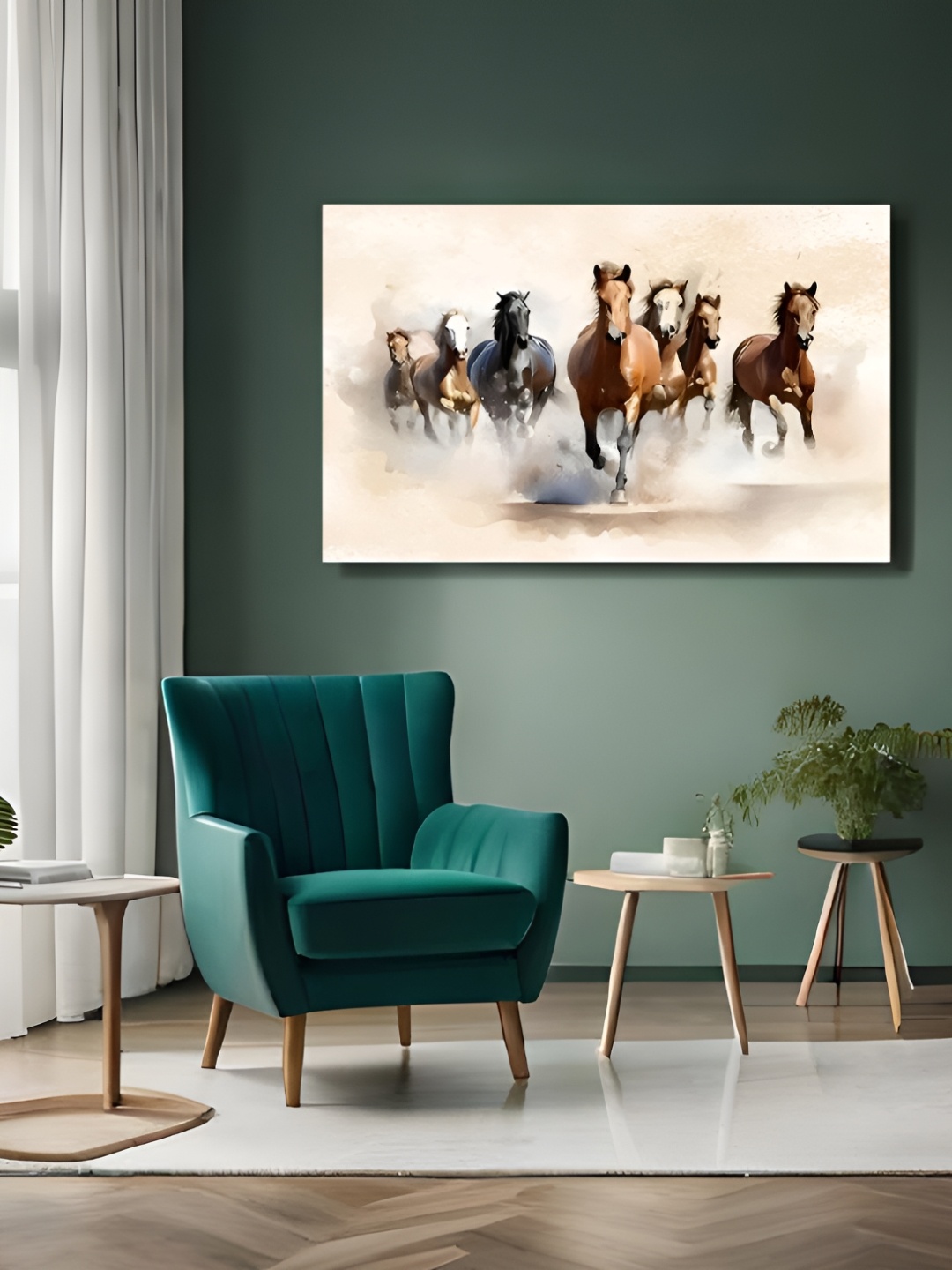 

Myntra Elegant Homes Beige & Brown Horses Vastu Birds And Animals Canvas Wall Art