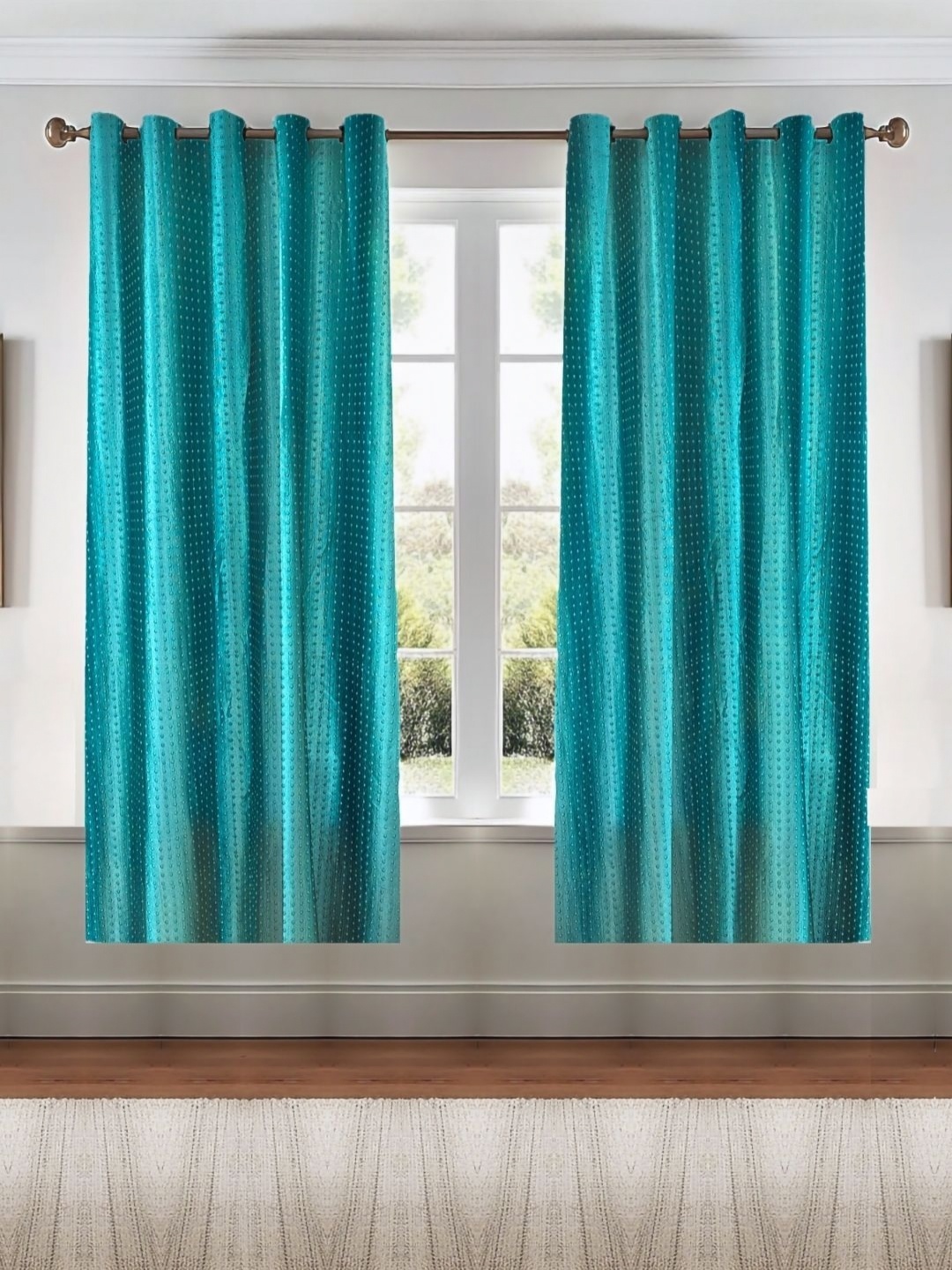 

Kanodia Poly Fab Blue 2 Pieces Room Darkening Window Curtain