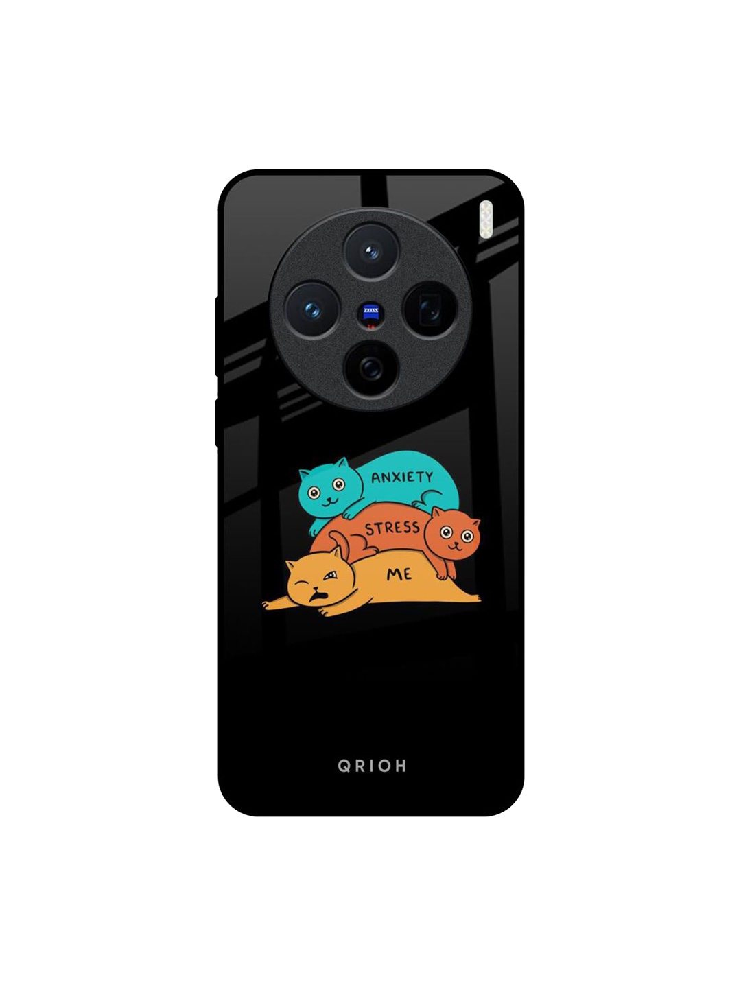 

QRIOH Anxiety Stress Real Vivo X200 5G Impact Resistant Back Case, Black